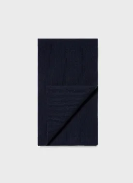 Cashmere Ribbed Scarf in Navy