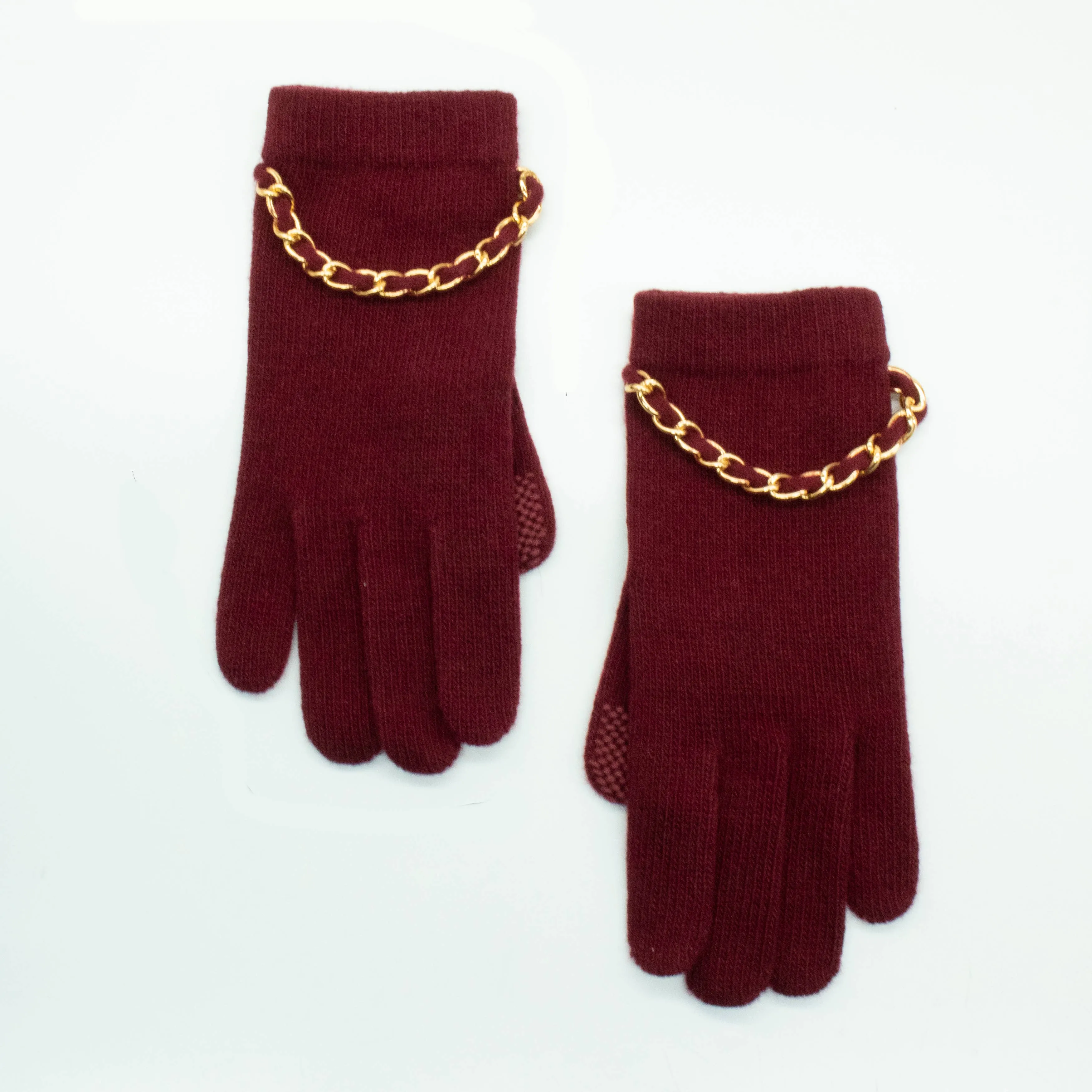 CASHMERE TECH GLOVES WITH CHAIN