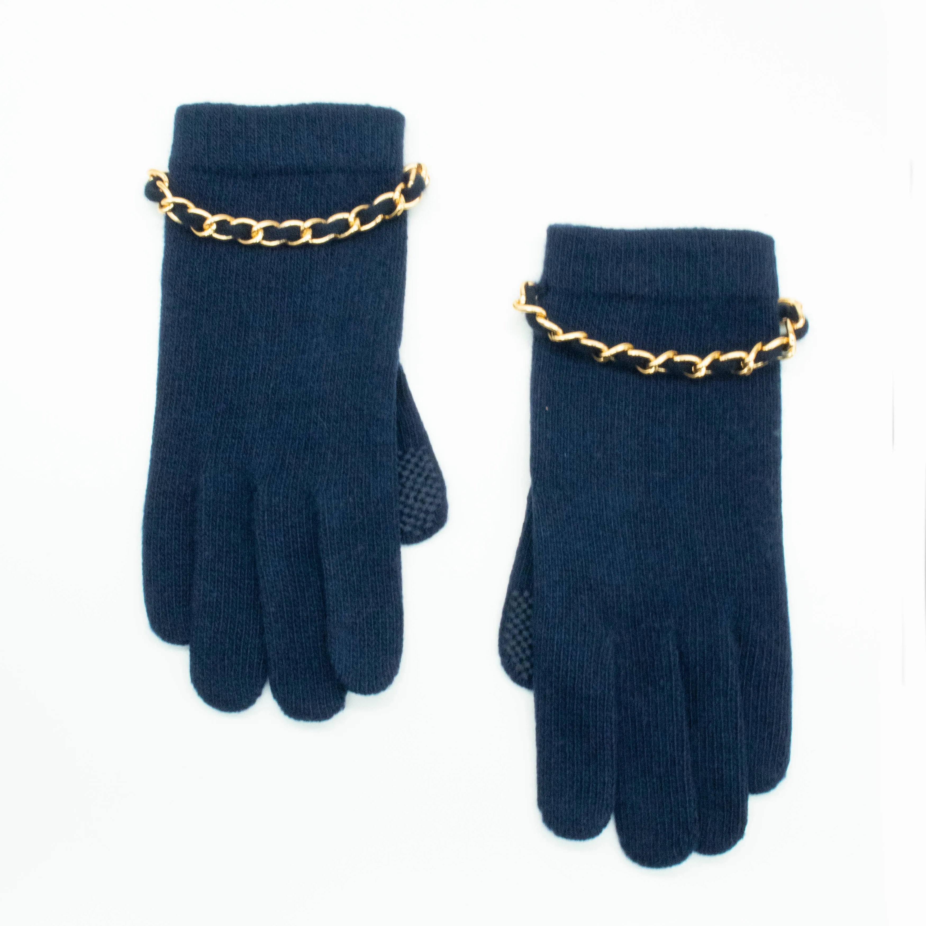 CASHMERE TECH GLOVES WITH CHAIN