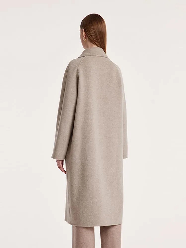 Cashmere Wool Notched Lapel Double-Faced Women Coat