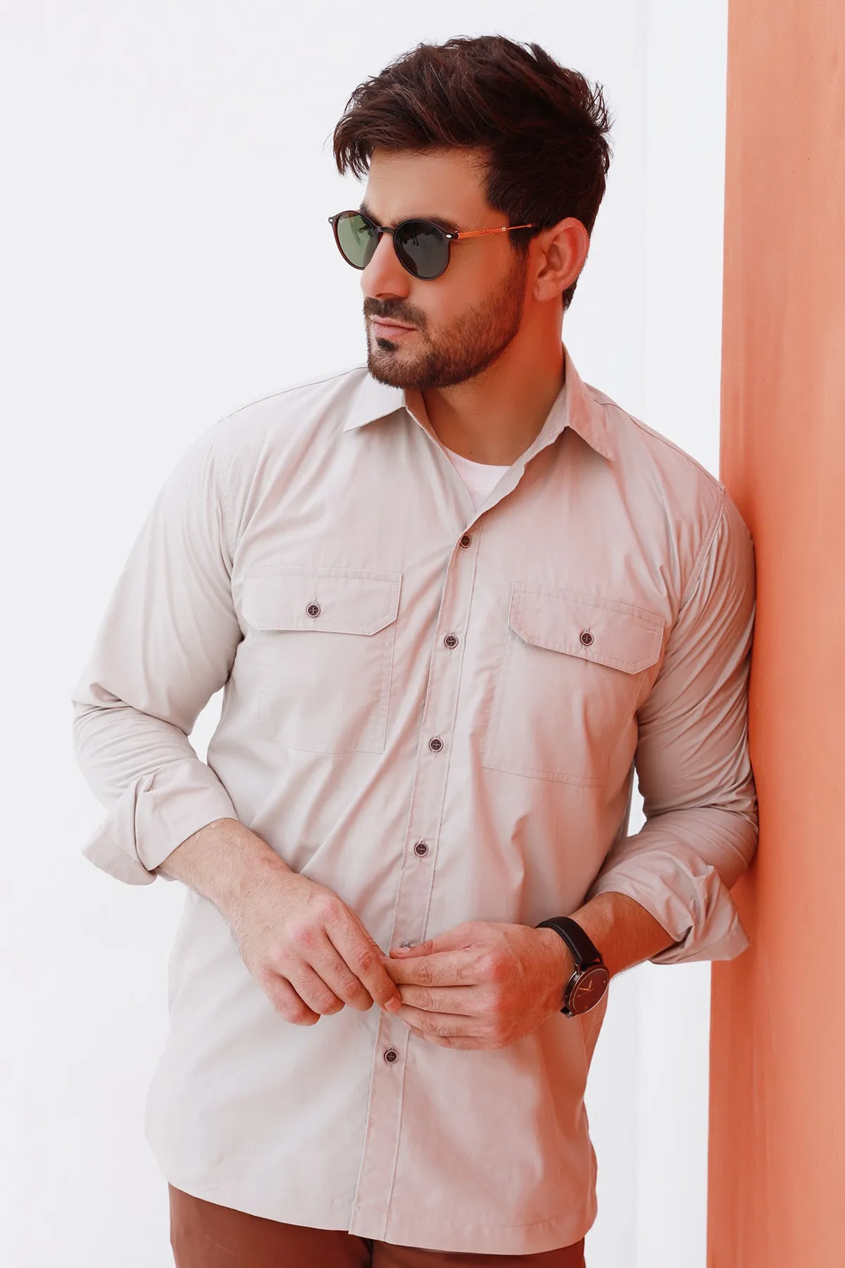 Casual Lunar Gray Poplin Shirt - P22 - MS0005R