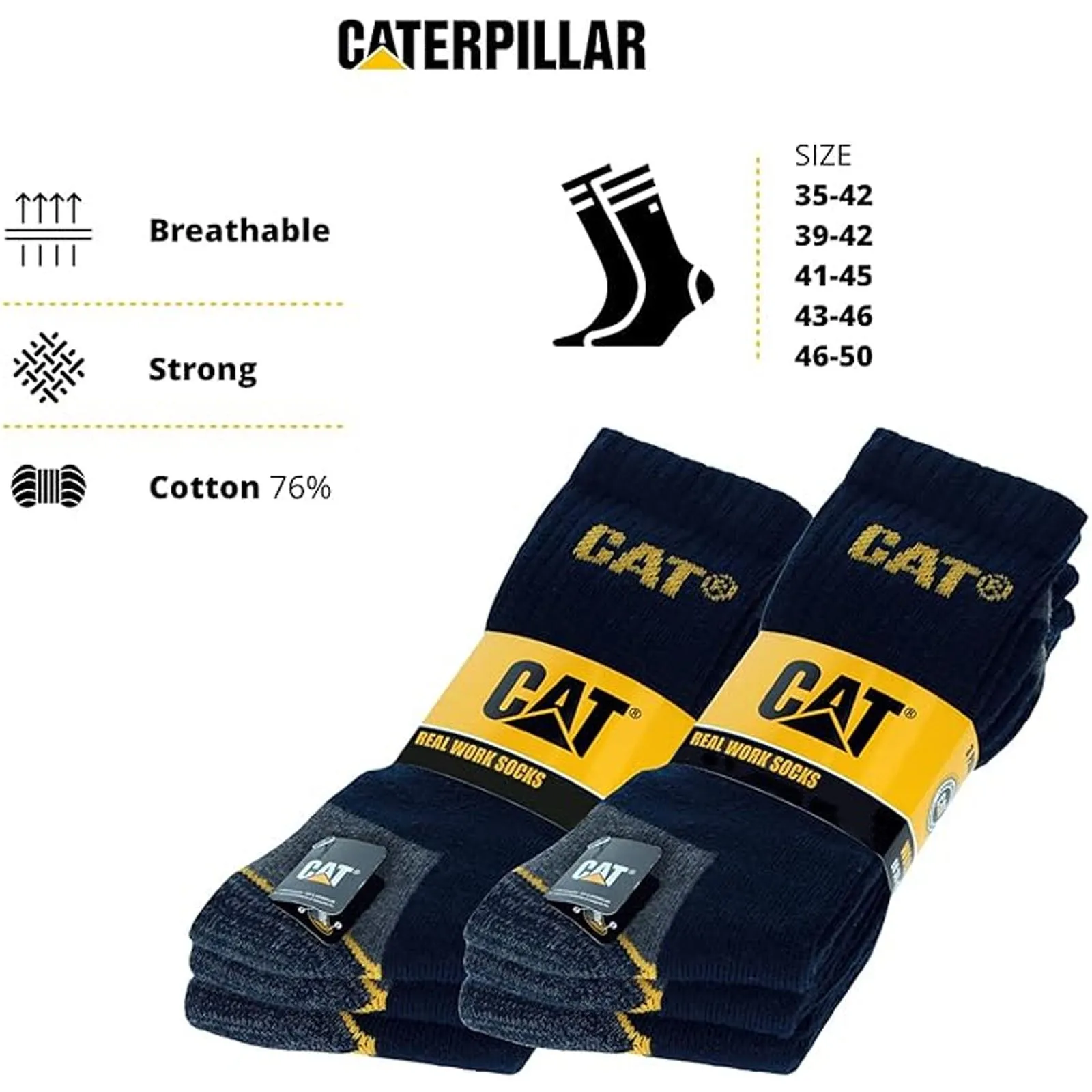 CAT Caterpillar Mens Heavy Duty Socks - Navy