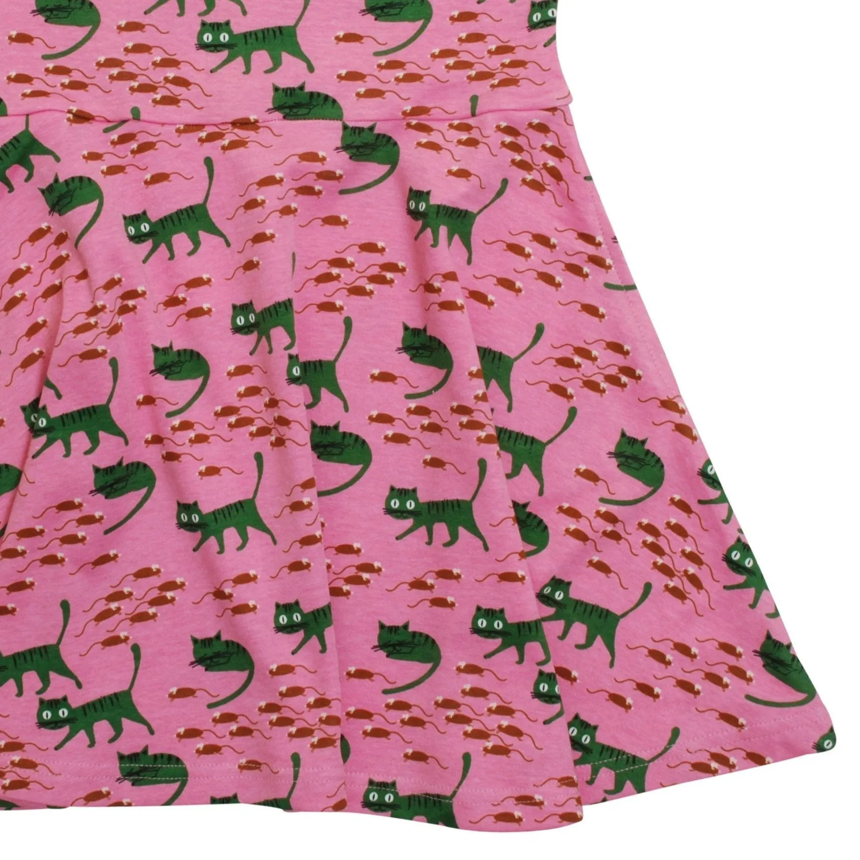 Cats Short Sleeved Skater Dress (Pink)