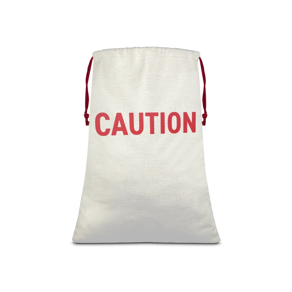 Caution Sublimation Linen Drawstring Sack