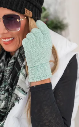 C.C. Mint Chenille Touchscreen Gloves - DEAL COUPON EXCLUDED