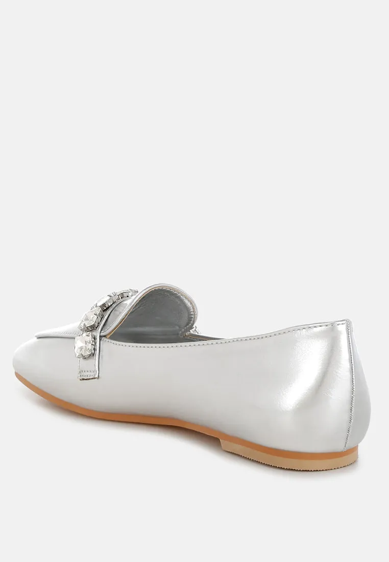 Celosia Metallic Diamante Strap Loafers