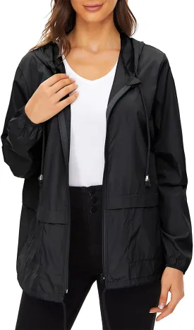 Century Star Plus Size Rain Jackets for Women Waterproof Windbreaker Lightweight Rain Coats with Hood Packable