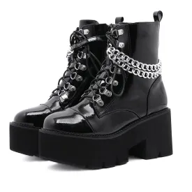 Chain Goth Punk Platform Ankle Boots