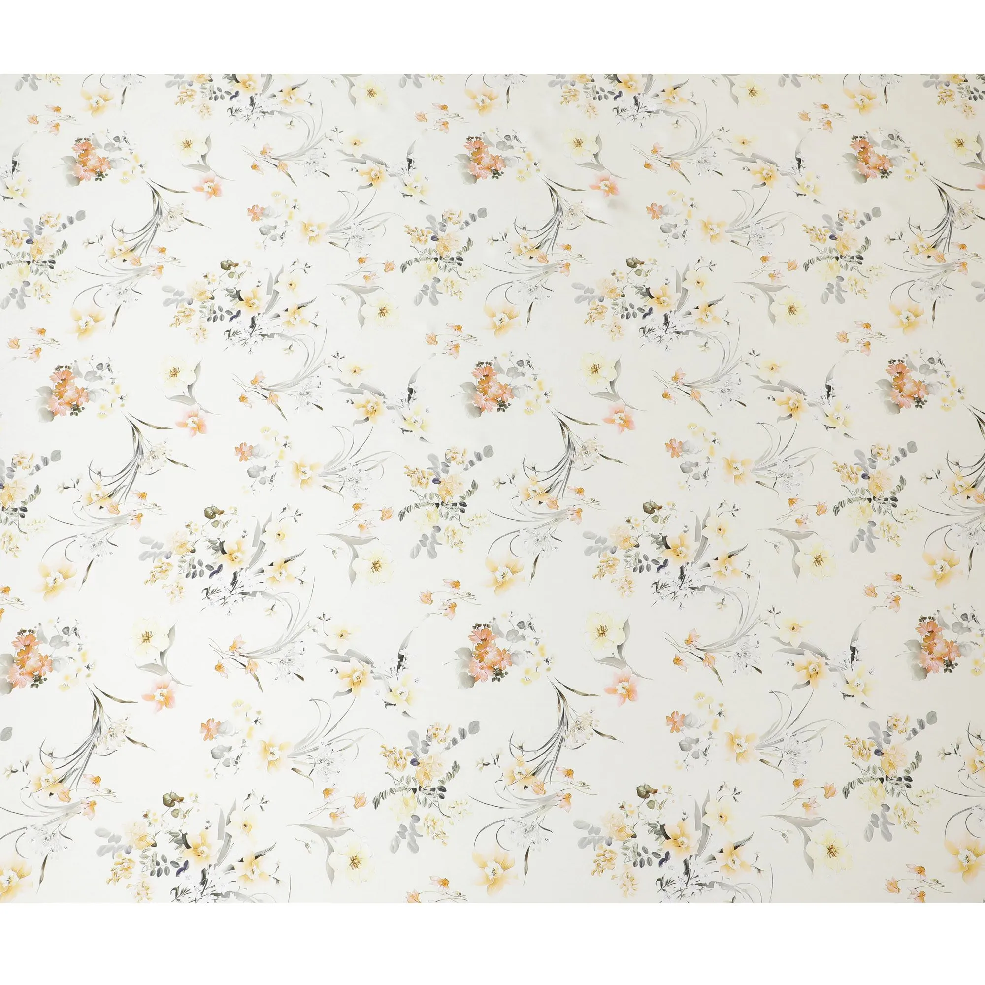 Champagne Elegance Pure Silk Satin Fabric with Soft Floral Motif - Refined Italian Fabrics, 140cm Wide-D18704