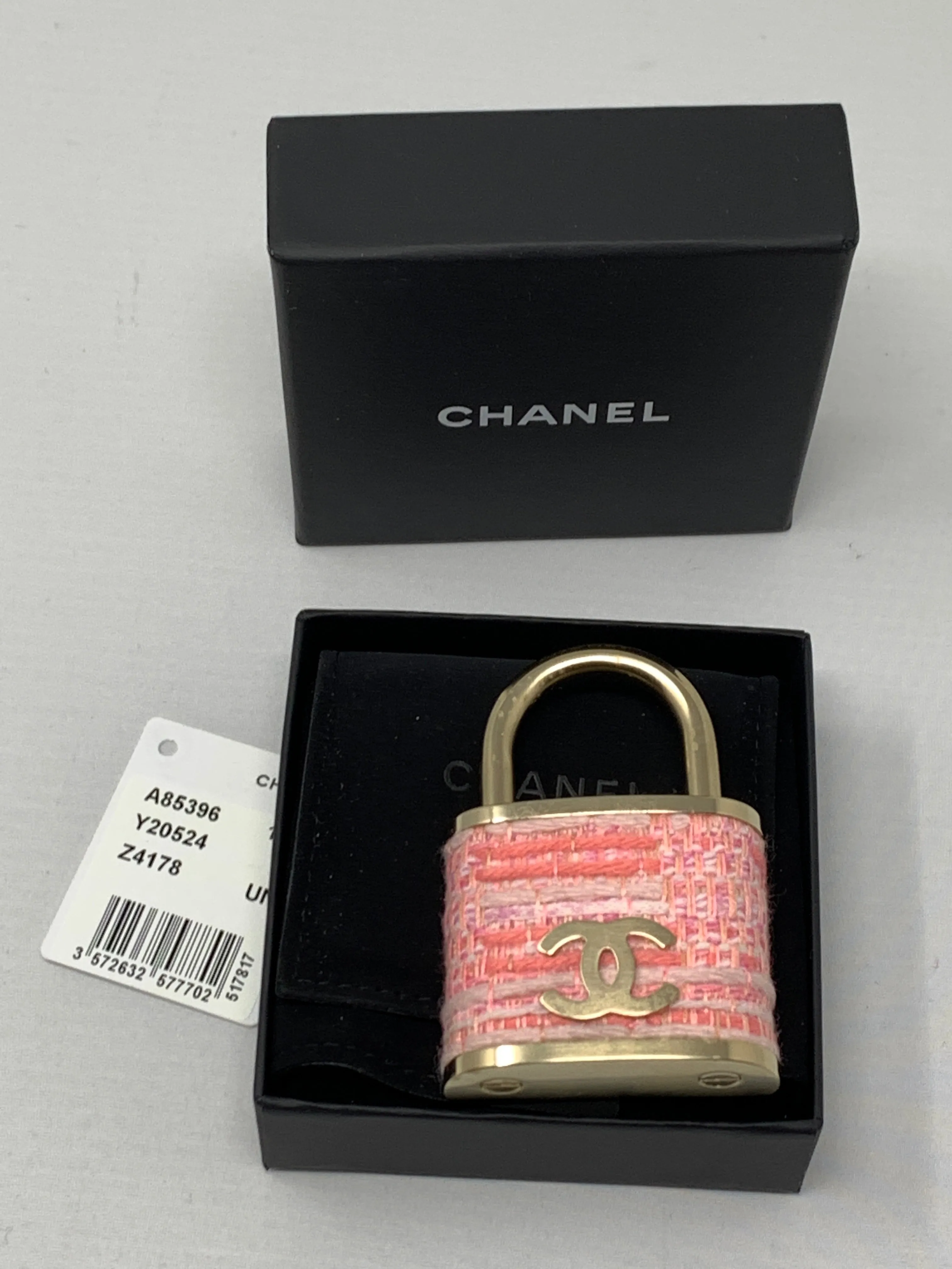 Chanel Lock In Tweed Brooch