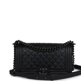 Chanel Medium Boy Bag SO Black Calfskin Black Hardware