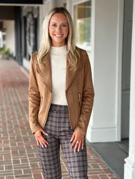 Charlie B Vintage Faux Suede Perfecto Jacket in Truffle