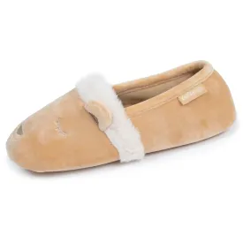 Chausson slippers Femme 3D microvelours Beige