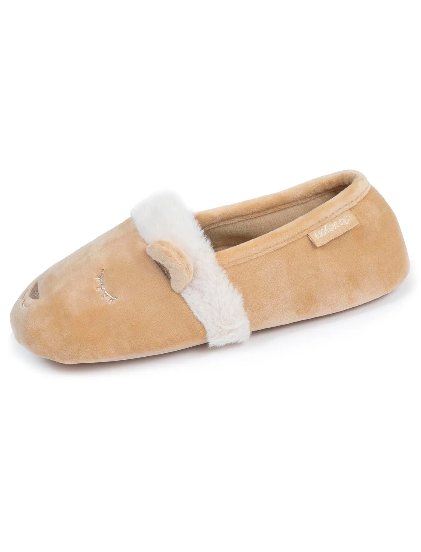 Chausson slippers Femme 3D microvelours Beige