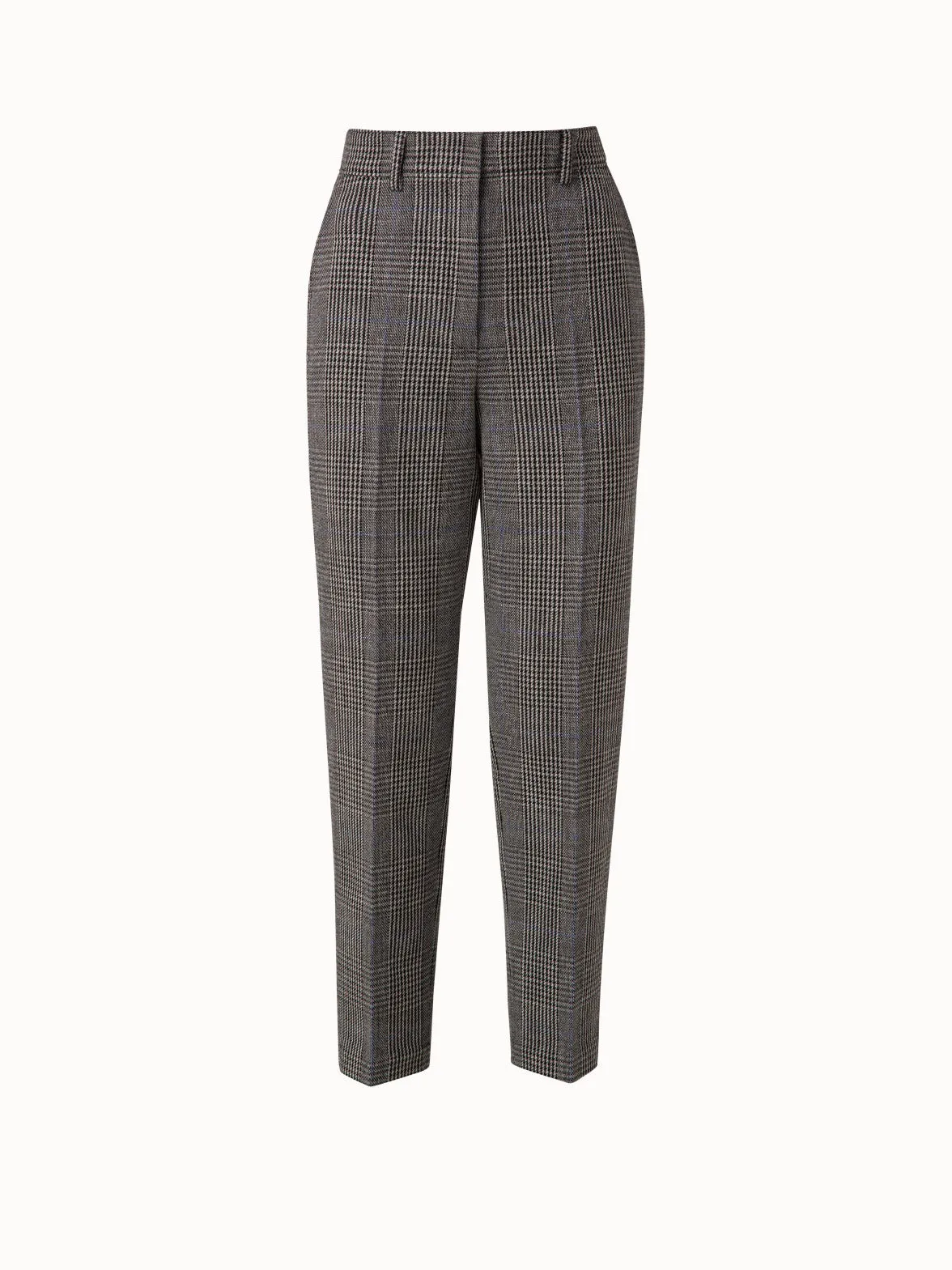 Checked Wool Tapered Pants