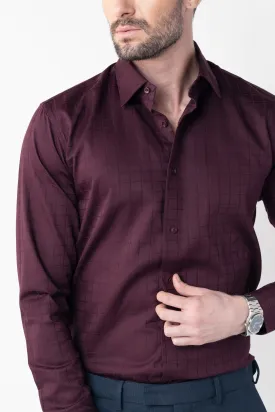 CheckMate Giza Satin Dark Wine Shirt