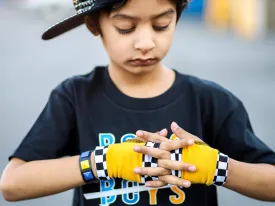 Checks and Brights Fingerless Gloves for Kids Unisex Style