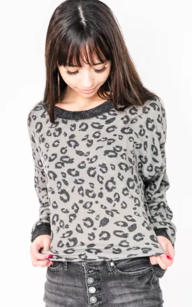 Cheetah Print Knit Top- White Birch | FINAL SALE