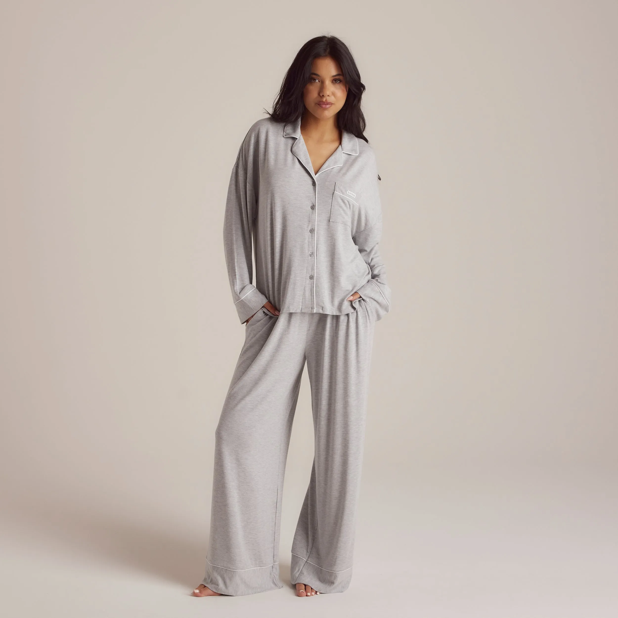 Chemise de Pyjama en Modal - Gris Chiné