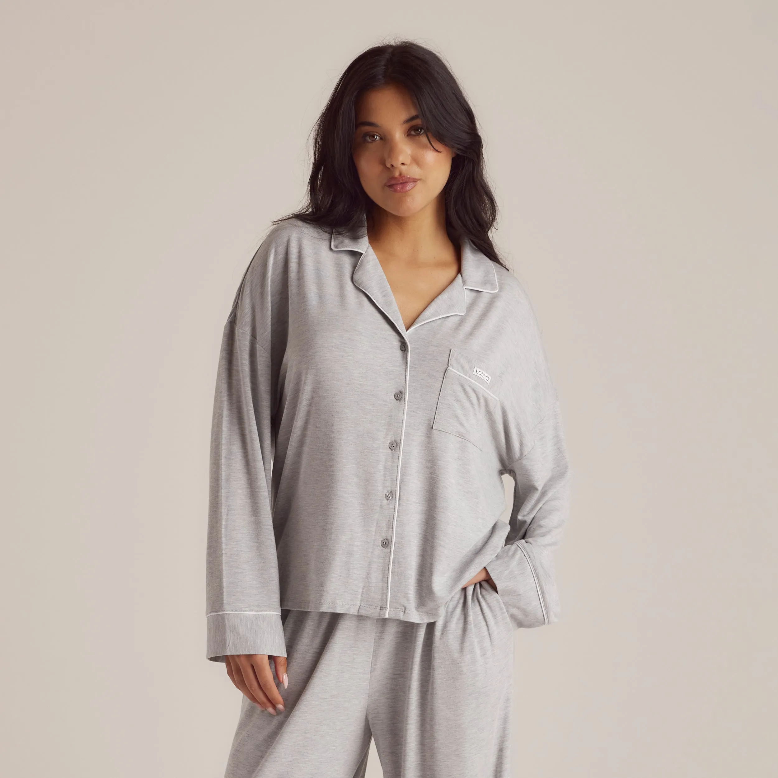 Chemise de Pyjama en Modal - Gris Chiné