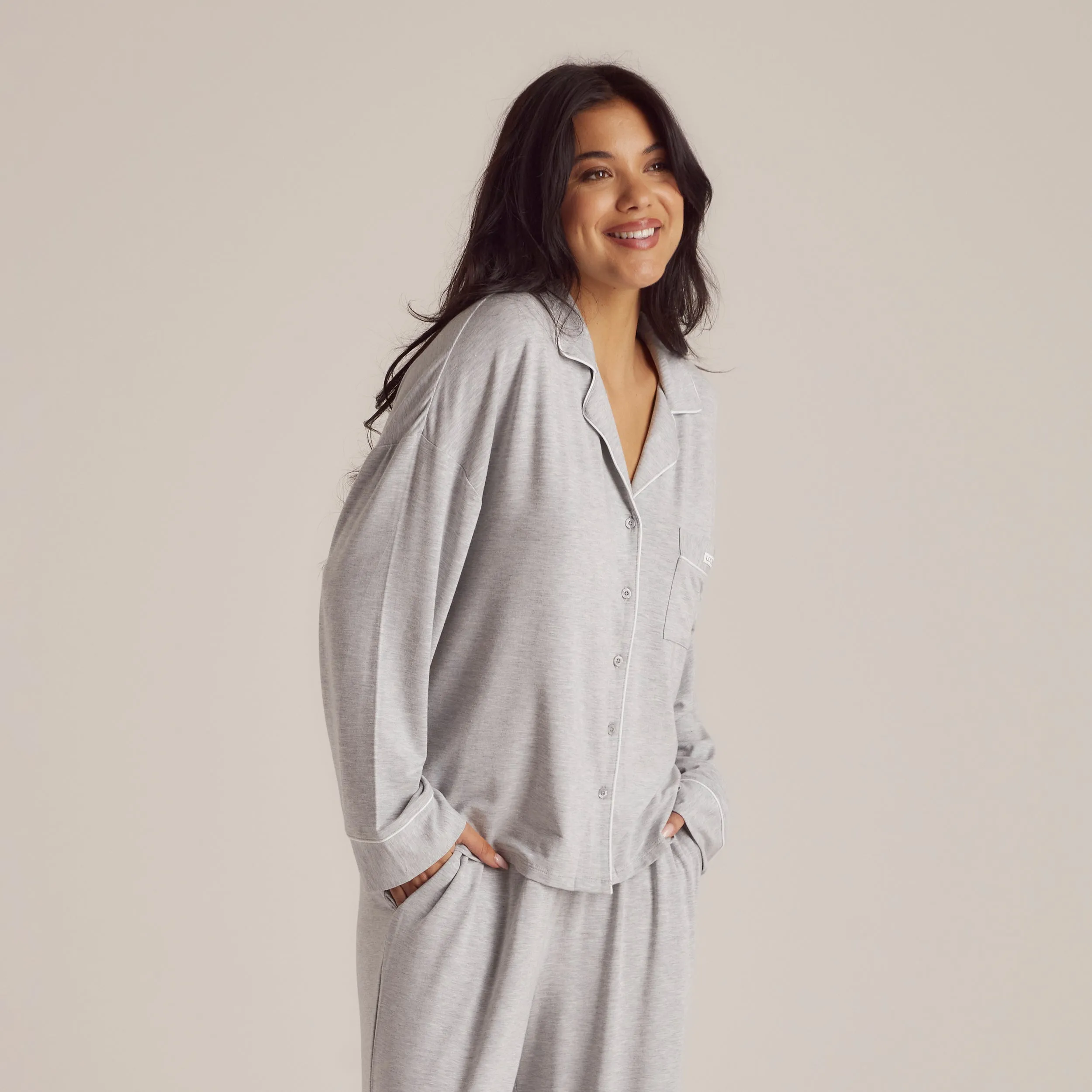 Chemise de Pyjama en Modal - Gris Chiné