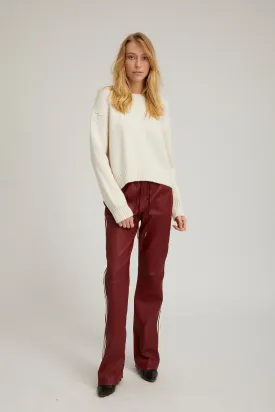 Cherry Leather Straight Leg Athletic Pants