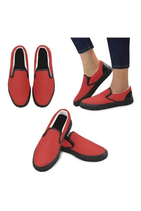 Cherry Red Men's Slip-on Canvas Shoes (Model 019)