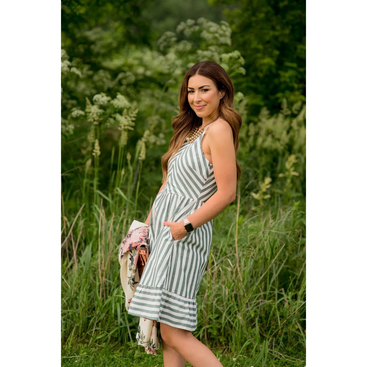 Chevron Ruffle Dress