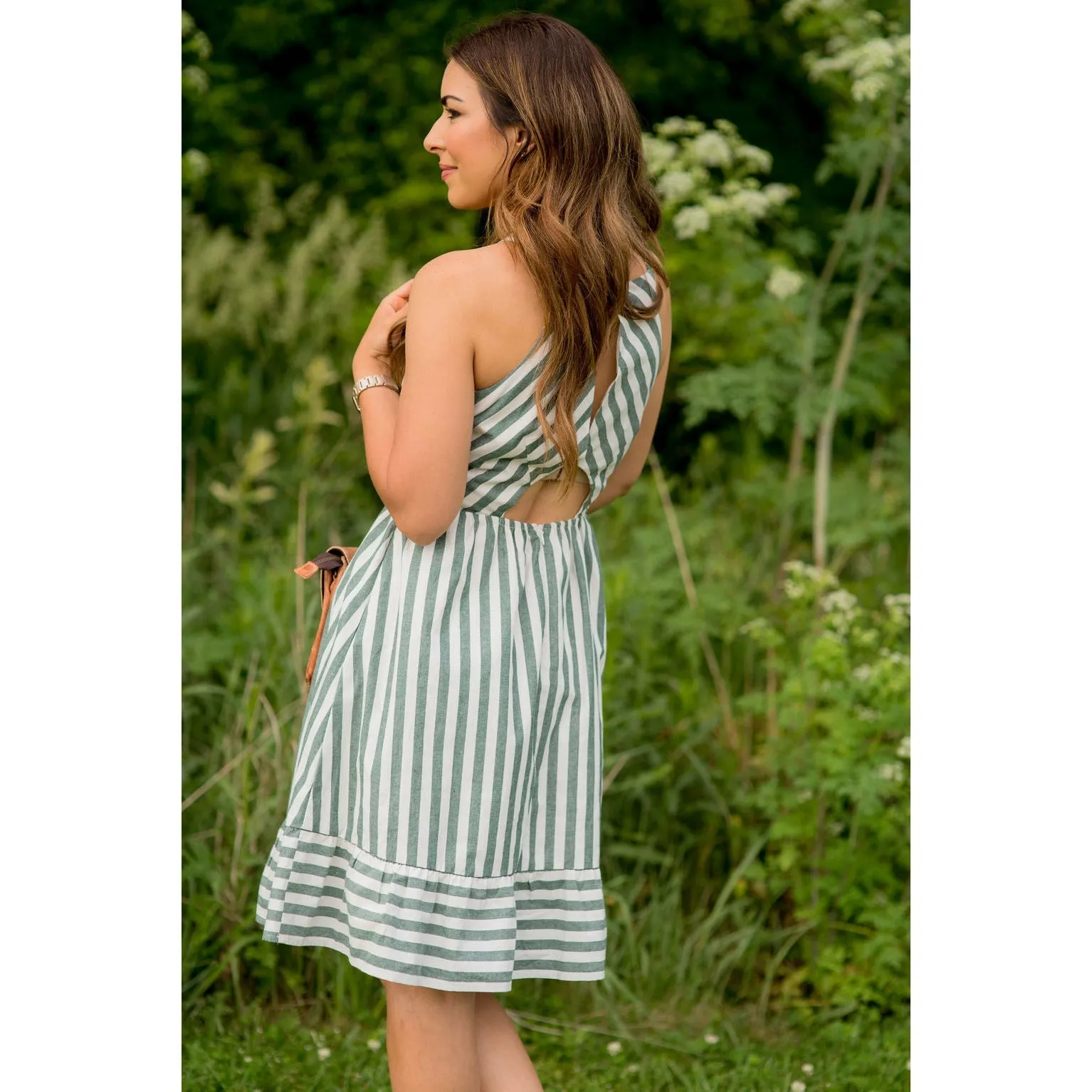 Chevron Ruffle Dress