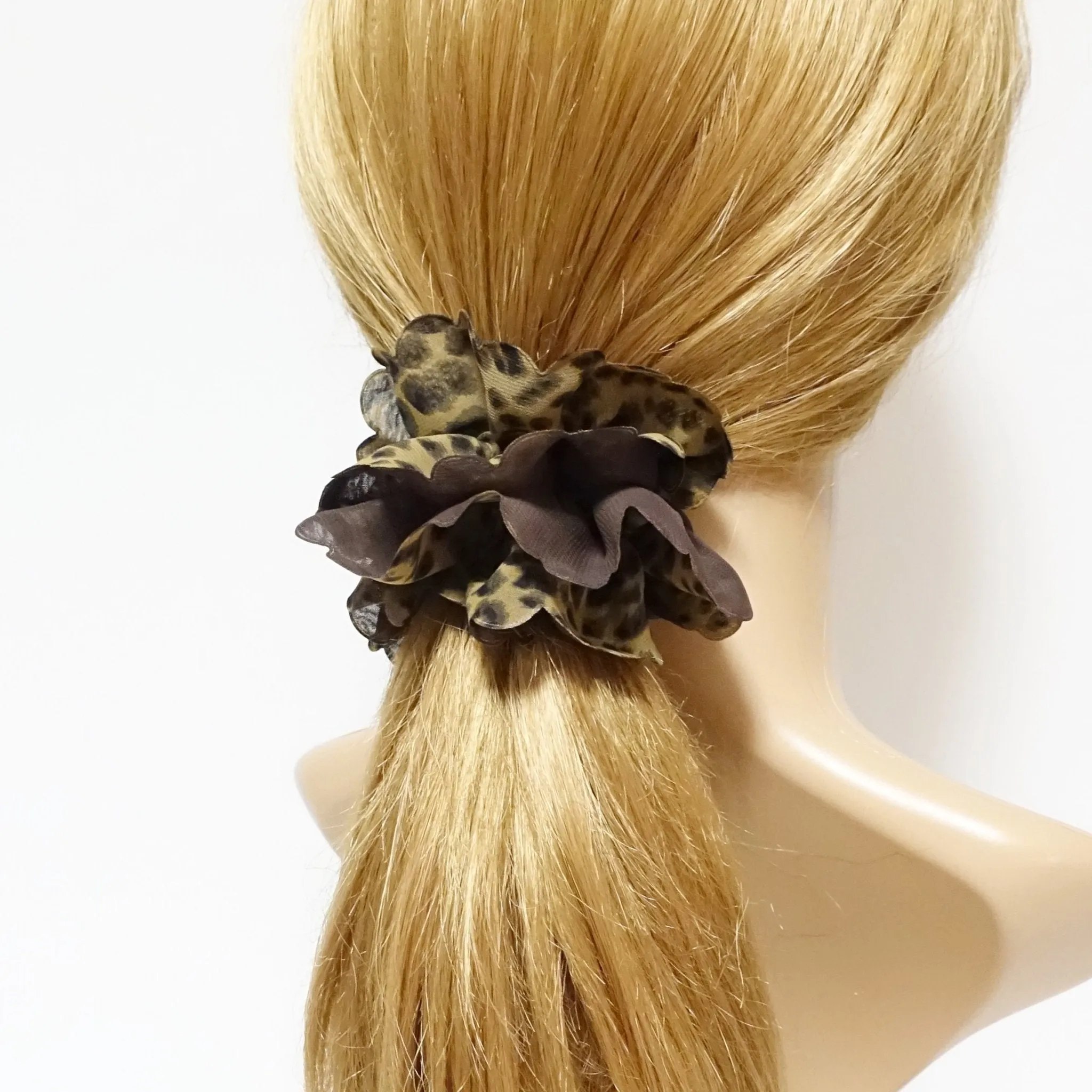 chiffon animal leopard print scrunchies women hair tie scrunchie