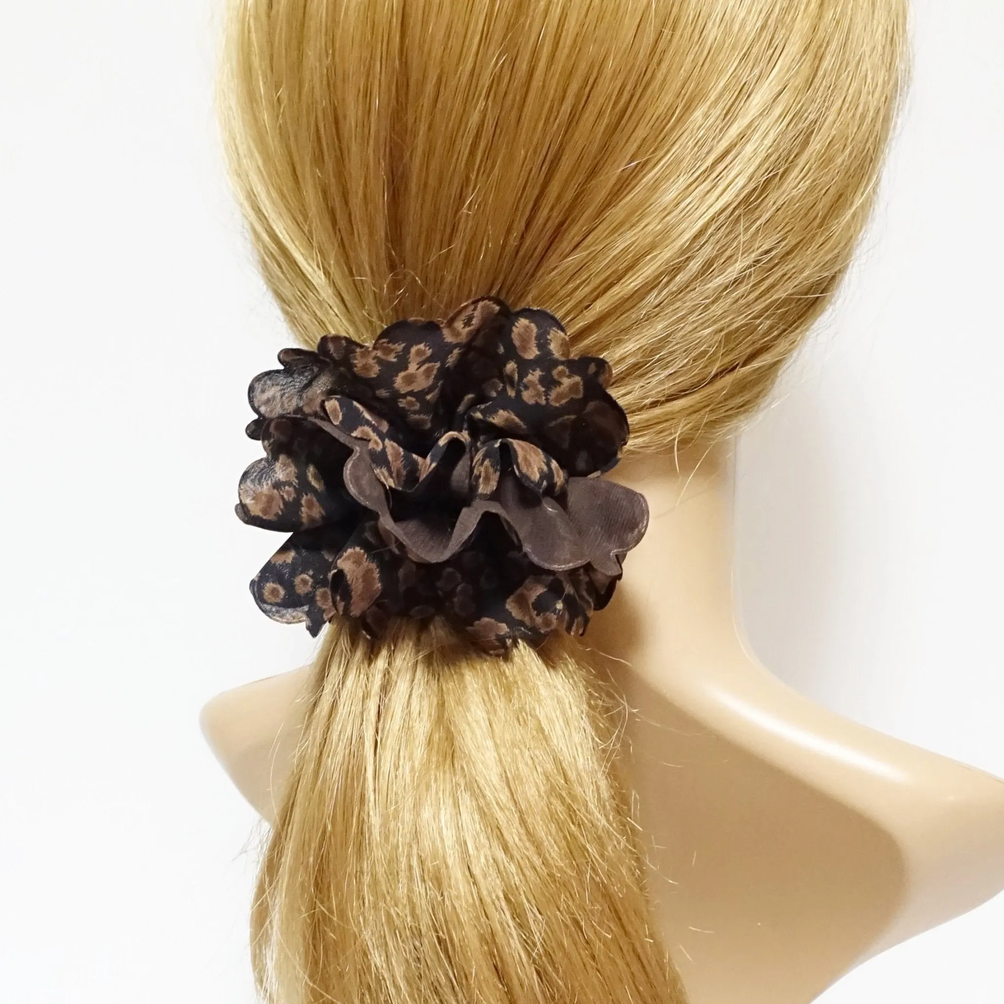 chiffon animal leopard print scrunchies women hair tie scrunchie