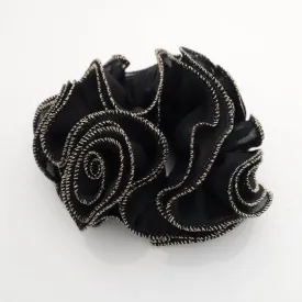 Chiffon Flower Glittering Fiber Edge Trim  Elastic Ponytail Holder Scrunchies