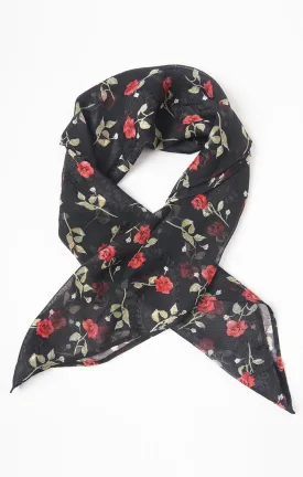 Chiffon Scarf in Rose Print by Unique Vintage