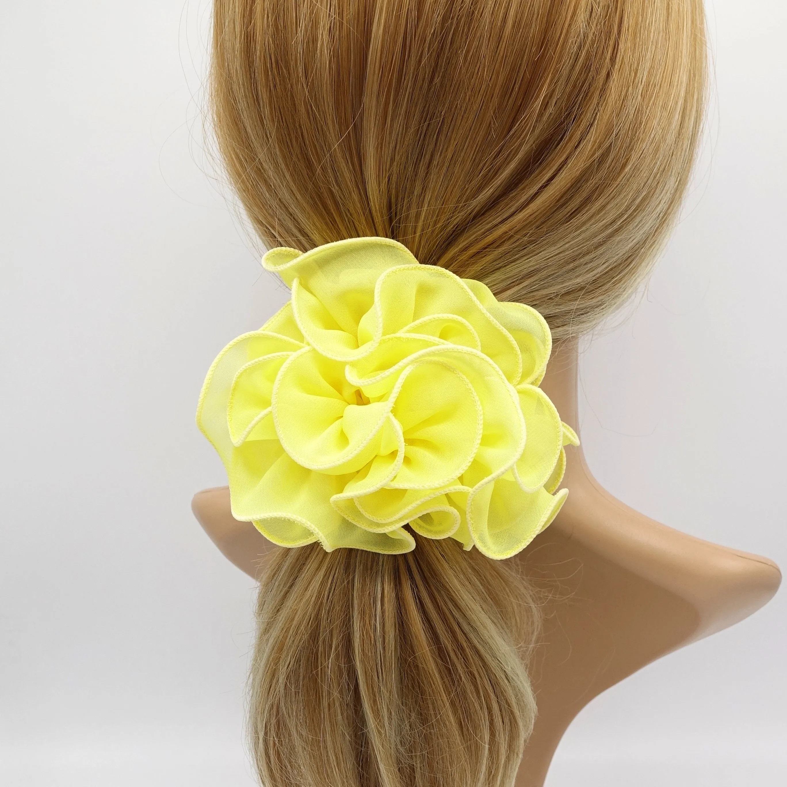 chiffon scrunchies, ruffle scrunchies, hair ties for women