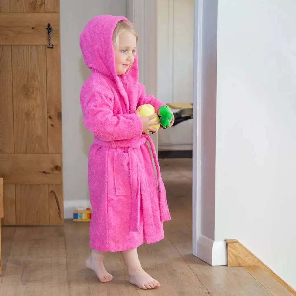 Children's Back of Robe Terry Cotton Hooded Bathrobe Ages 2 to 12