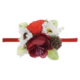 Christmas Holiday Floral Baby Girls Headband - Red (Style 4)