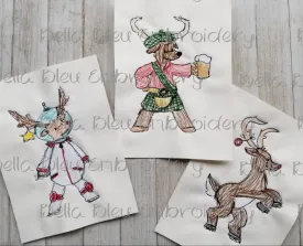 Christmas Reindeer Scribble Set