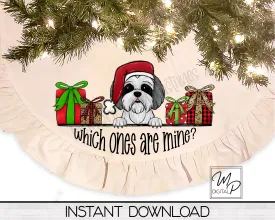 Christmas Shih Tzu Tree Skirt Sublimation Design - Commercial Use