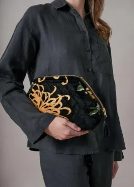 Chrysanthemum Black Velvet Pouch - One Hundred Stars