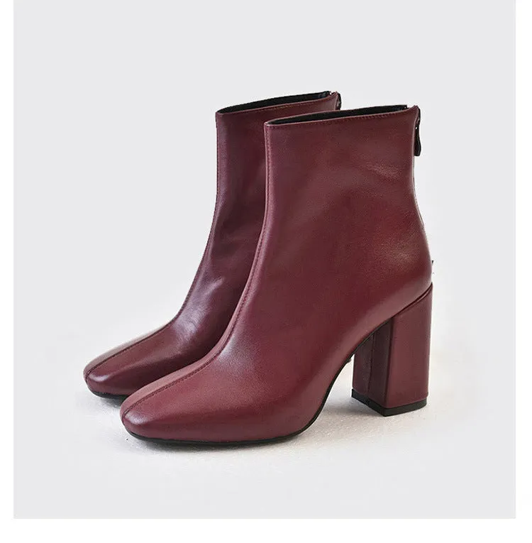 Chunky Leather Ankle Boots