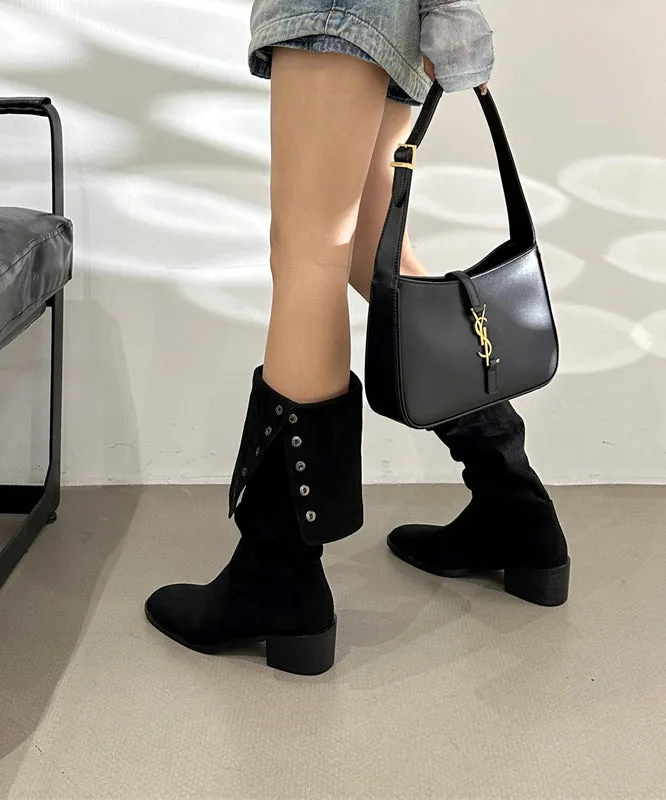 Chunky Suede Stylish Splicing Rivet Boots