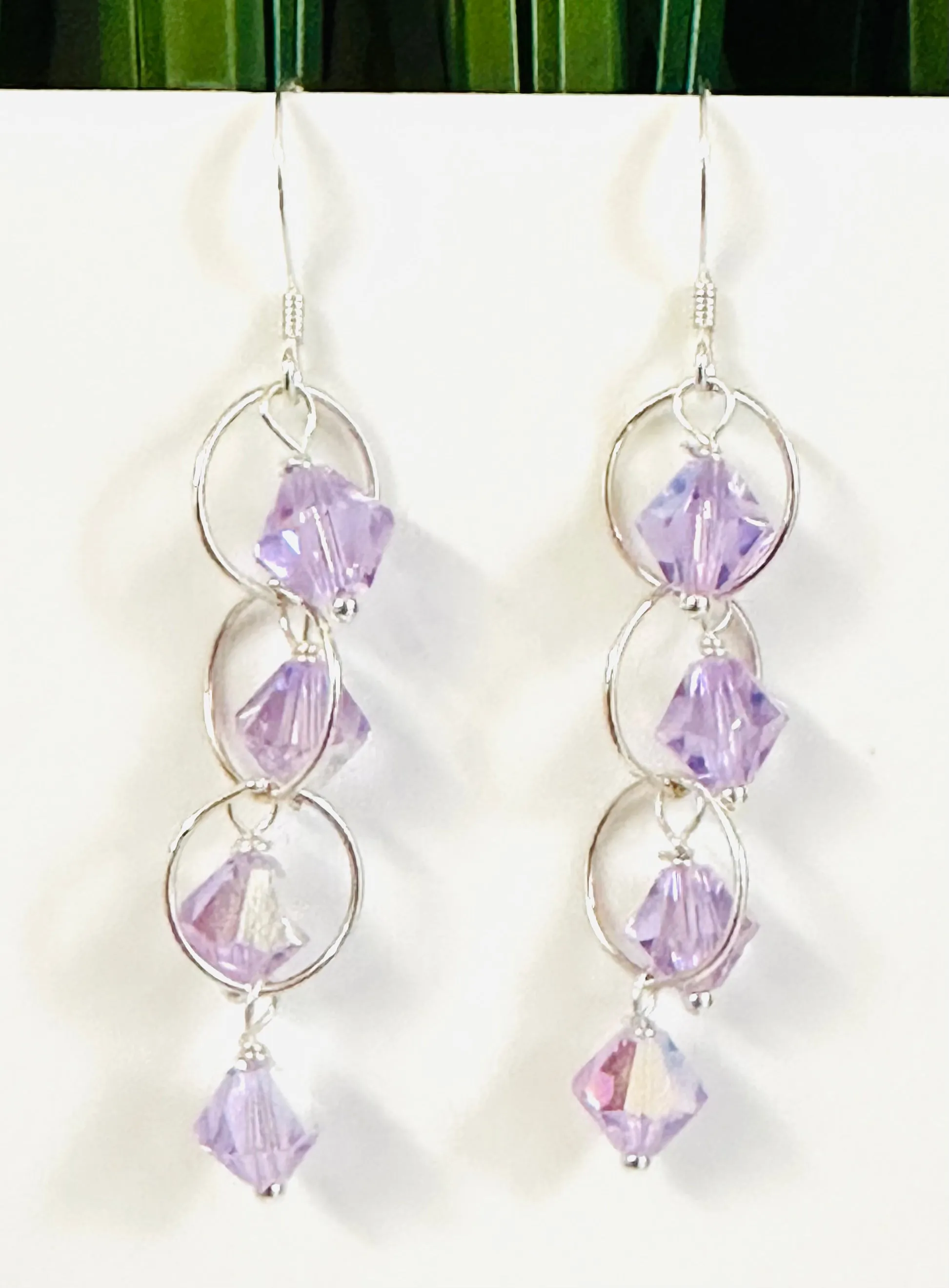 Circle Chain Crystal Earrings, Crystal Dangle Earrings, Chain Earrings