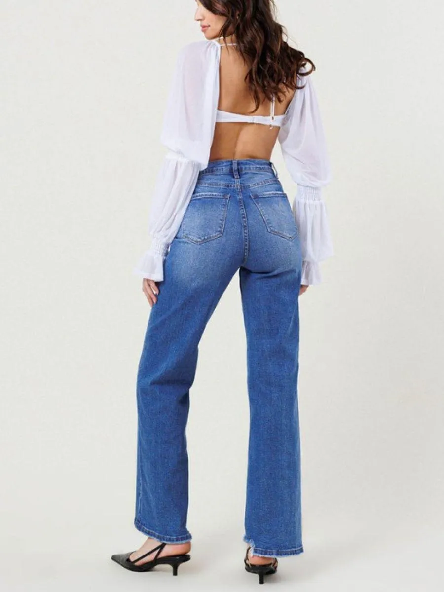 City Life High-Rise Distressed Wide-Fit Jeans