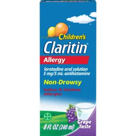 Claritin Non-Drowsy Allergy Medicine for Kids, Loratadine Antihistamine Grape Syrup, 8 fl oz