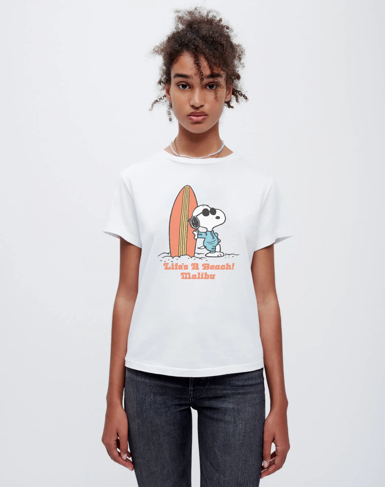 Classic "Snoopy Malibu" Tee - Vintage White