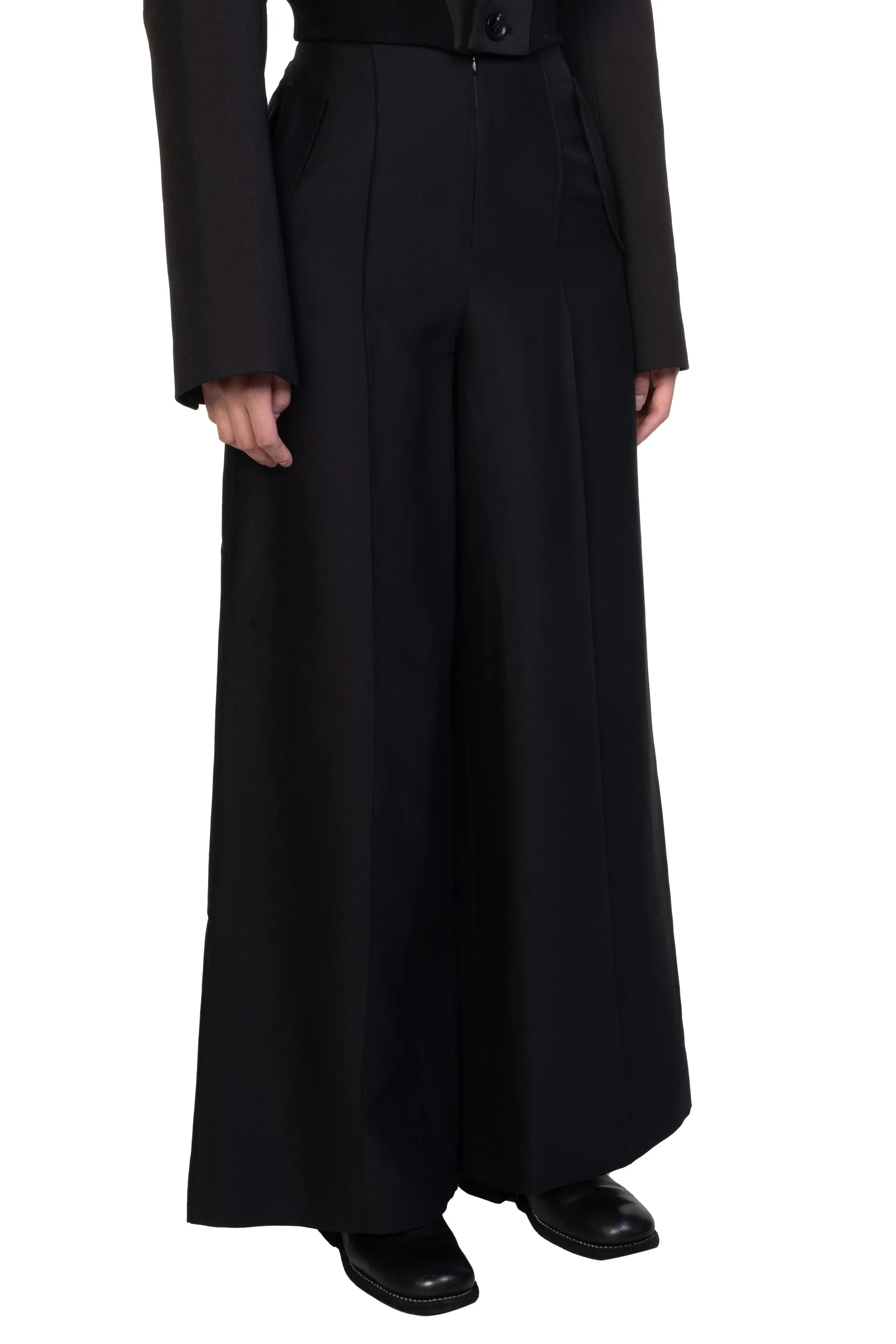 Classic Silk Wool Wide-Leg Trousers