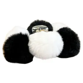 Claw Clip - Fuzzy Checkered Black