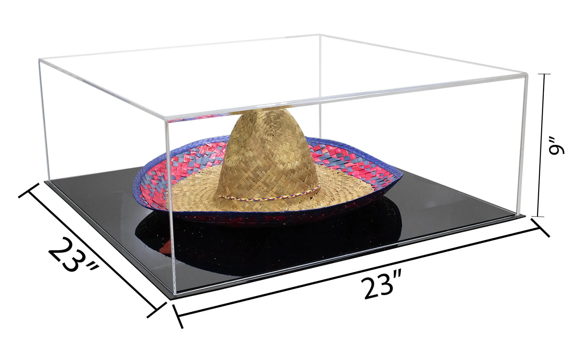 Clear Acrylic Sombrero or Large Hat Display Case - 23.675” L x 23.675” D x 9” H (A128)