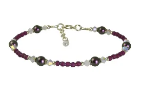 Clematis Purple Opal Beaded Anklet