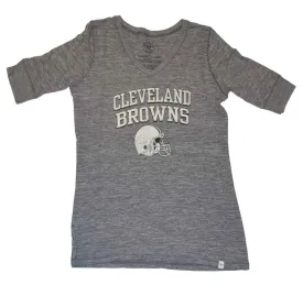 Cleveland Browns 47 Brand Women Vintage Gray 1/2 Sleeve Tri-Blend T-Shirt